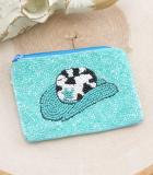 Teal Cowboy Hat Seeded Coin Purse