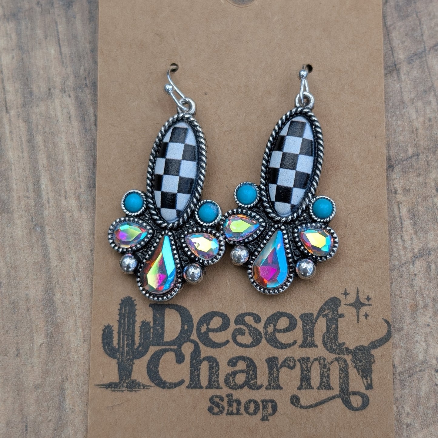 Oval Checkerboard Earrings