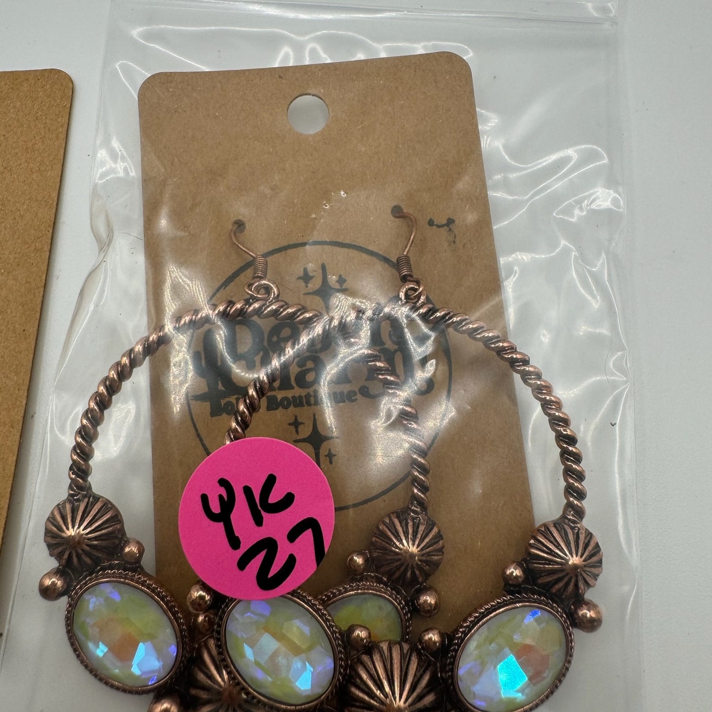 Copper Round Irridescent Earrings