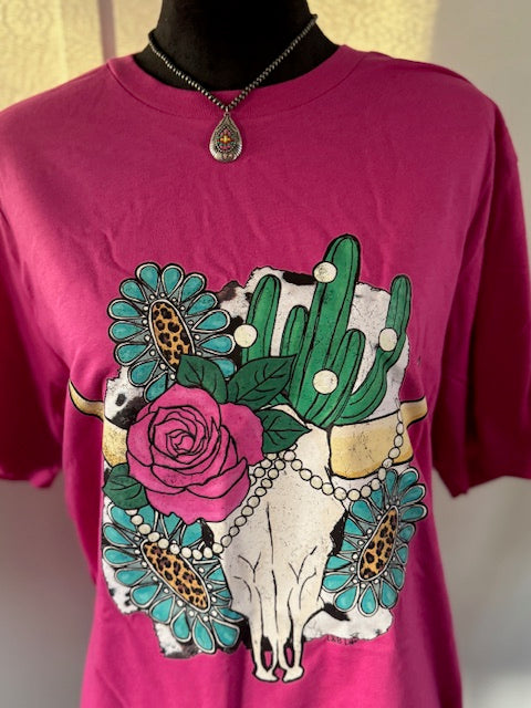 Aztec Floral Steer Graphic T