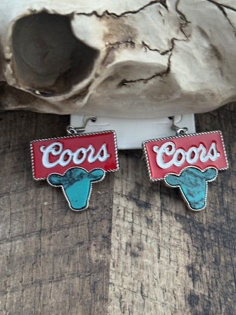 Coors Cattle head Earrings