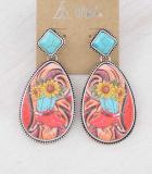 Tooled SunflowerBoot earrings