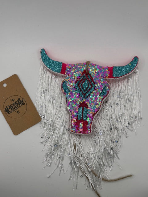 Neon Aztec Bull Freshie with Fringe