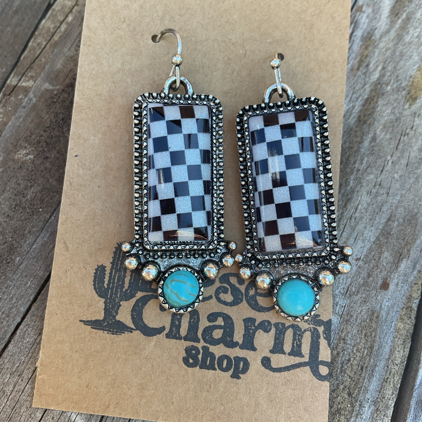 Checker Rectangle Earrings