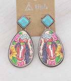 Horse Face Tooled Earrings
