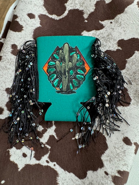 Cactus Fringed Koozie