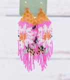 Pink with Flower Seeded Earrings