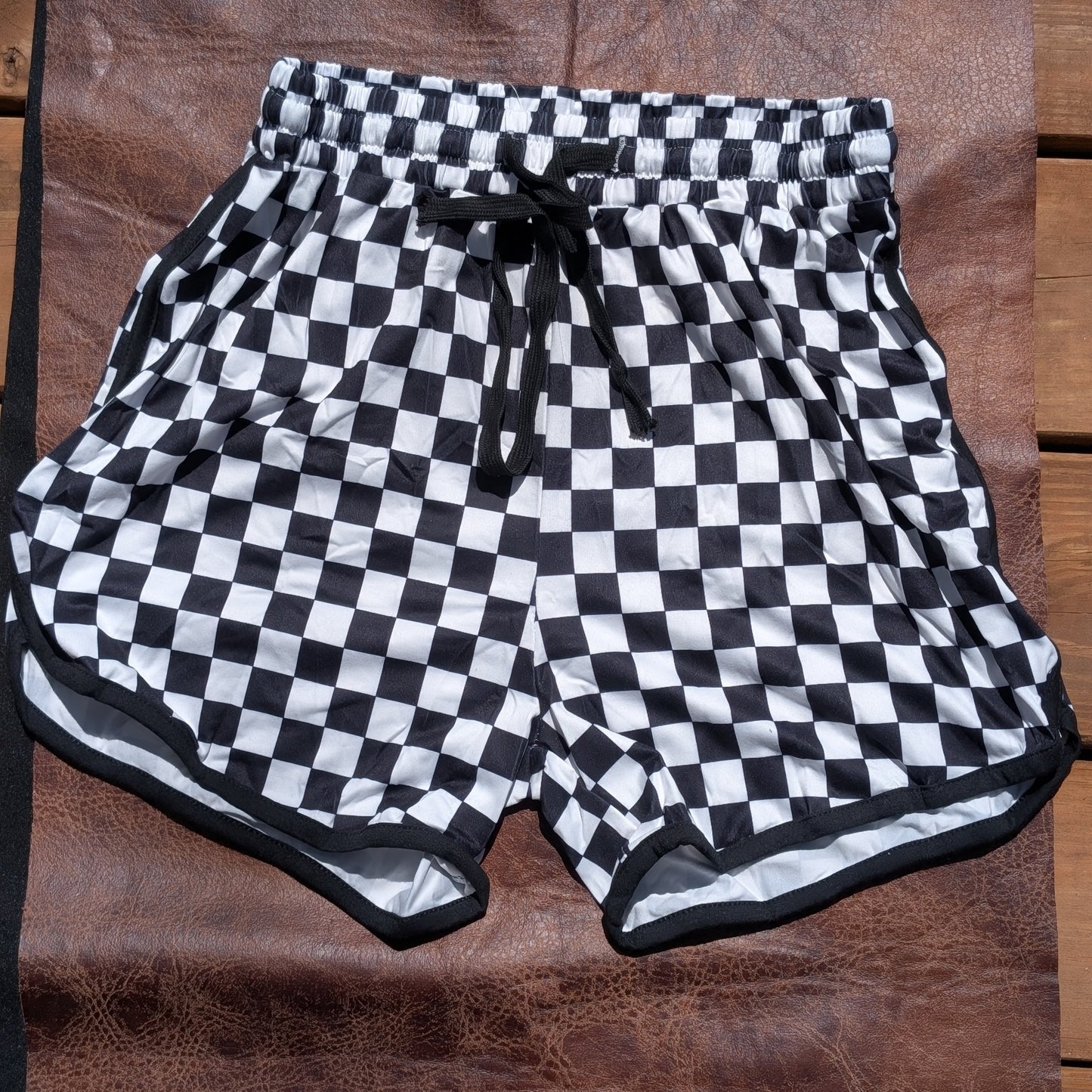 Black Checkerboard Shorts