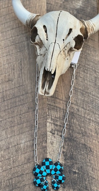 Teal Squash Blossom Necklace