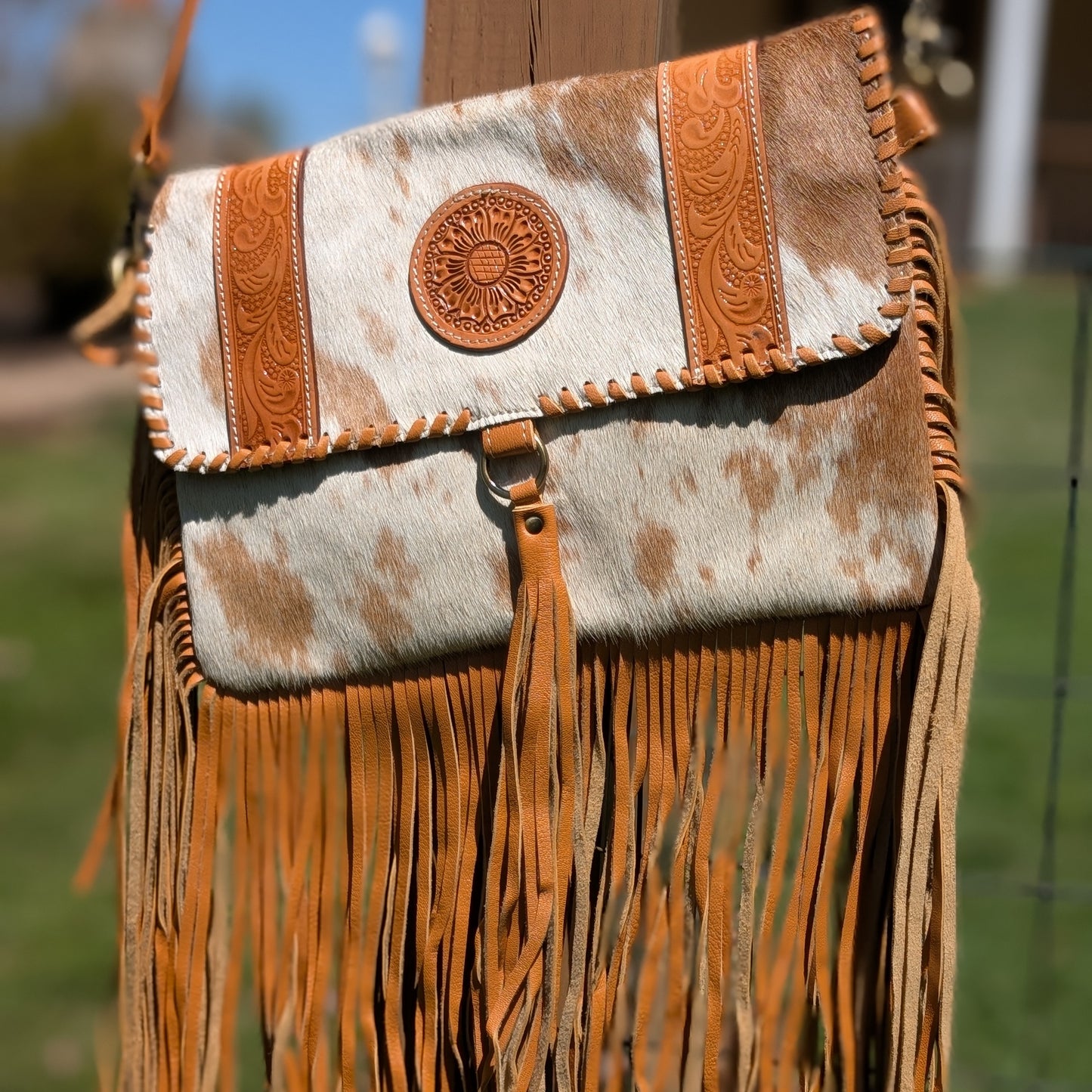 Regina Crossbody Cow hide Purse