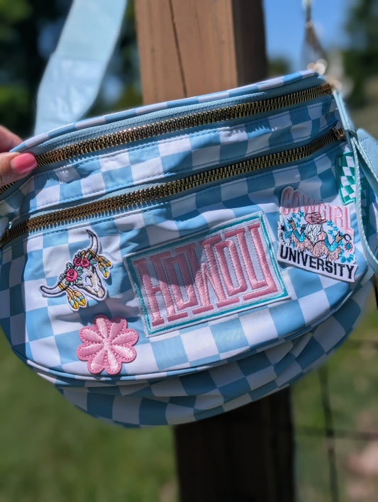 Howdy Blue Checkerboard Bum Bag