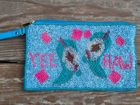 Teal Yee haw with Boots Coin Purse