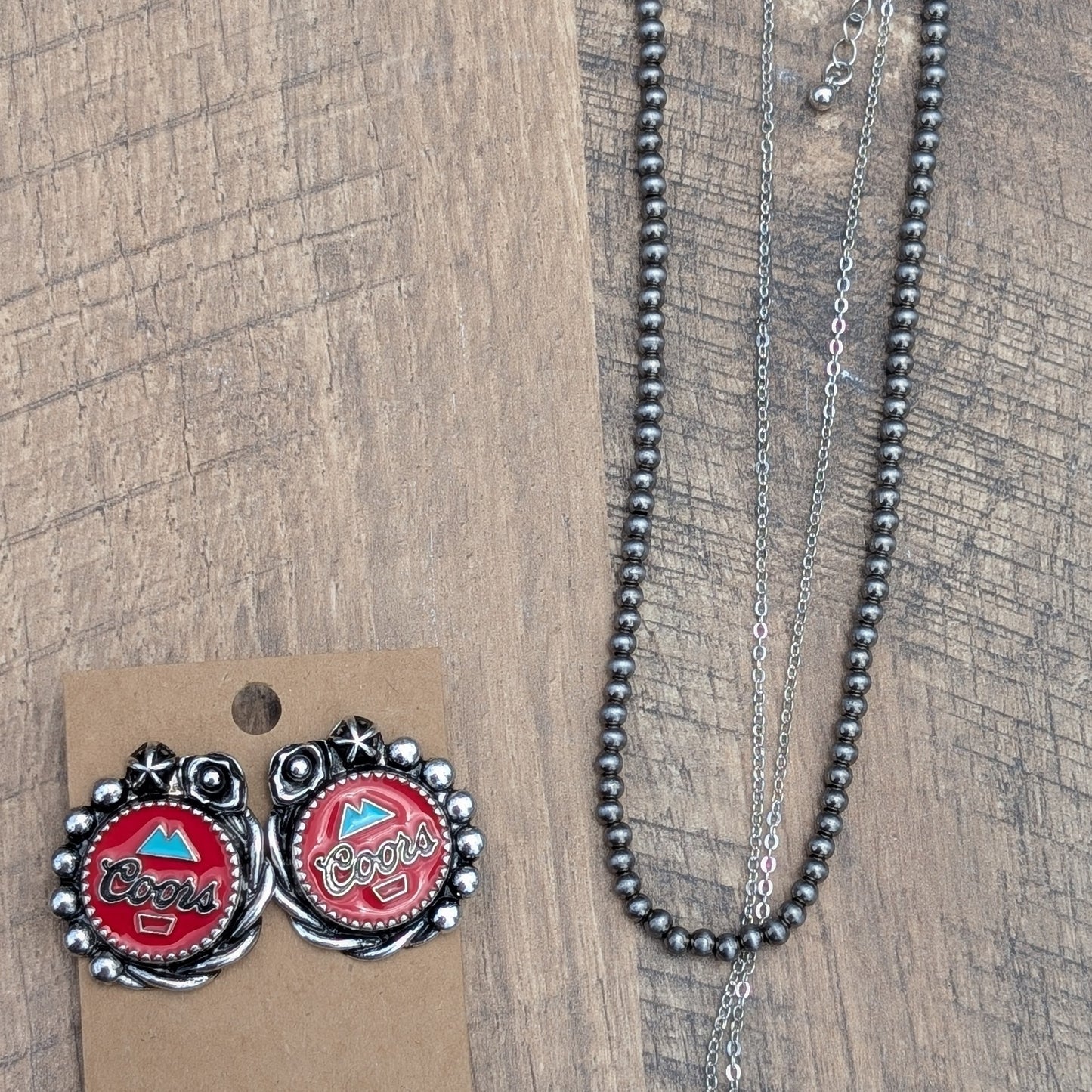 Coors Red Oval Earrings