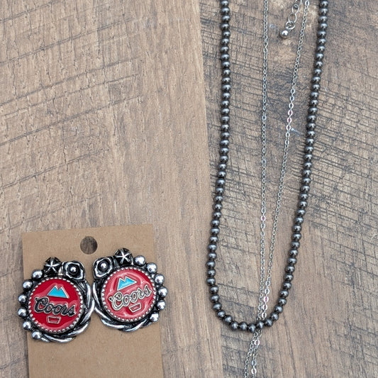 Coors Red Oval Earrings