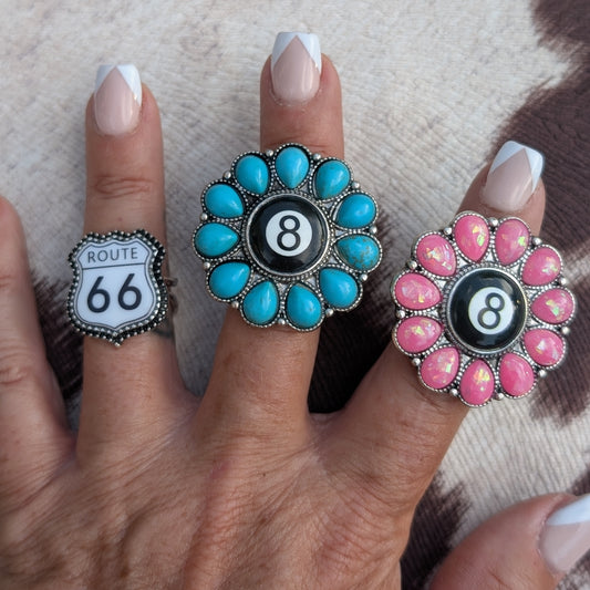 Pink Opal Stone Concho Ring