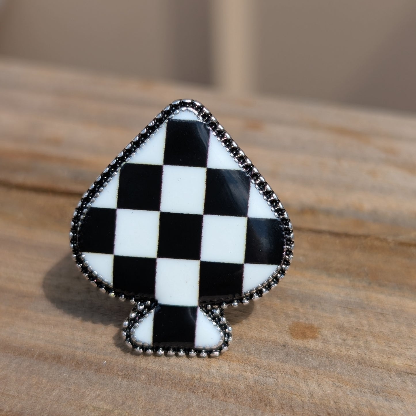 Checkerboard Spade Ring