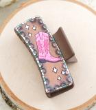 Pink Boot Hair Clip Tooled