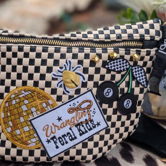 Leather Checkerboard Crossbody Wranglin Feral Kids