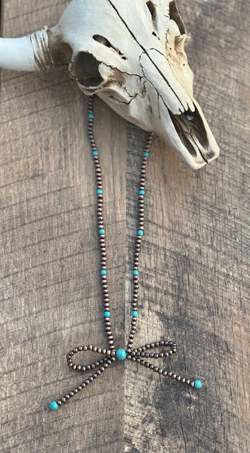 Teal Bow Necklace