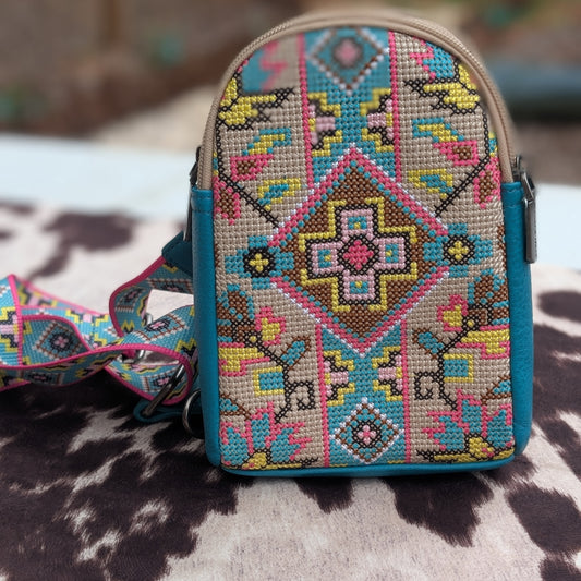 Wrangler Teal and Pink Aztec Sling