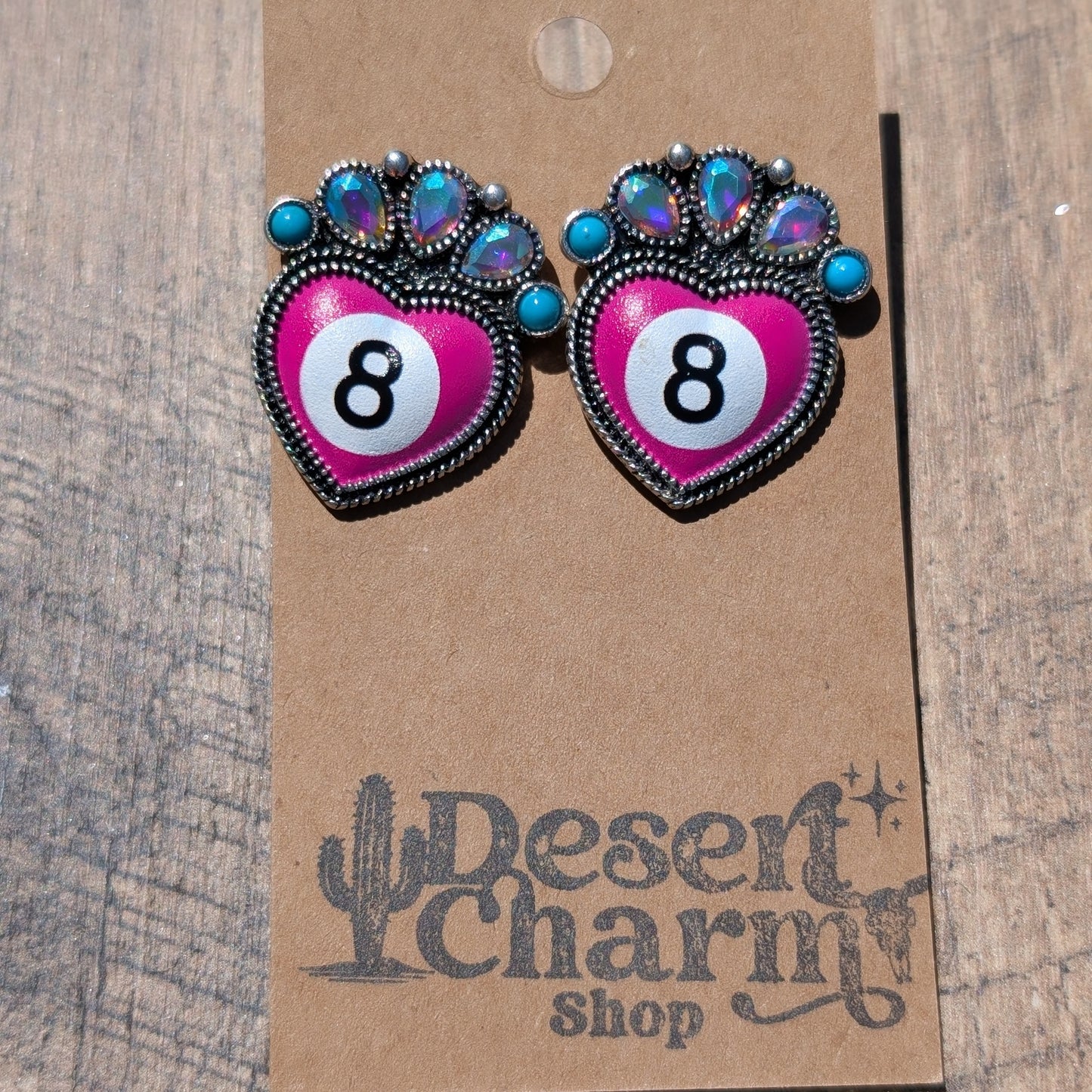 Heart Eight Ball Earrings