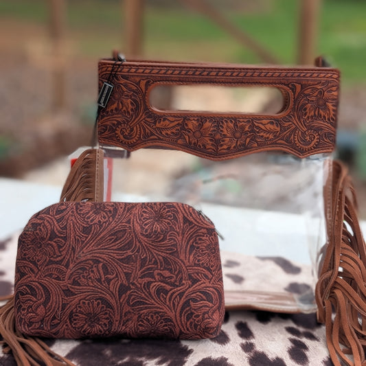 Wrangler Brown Tooled Crossbody
