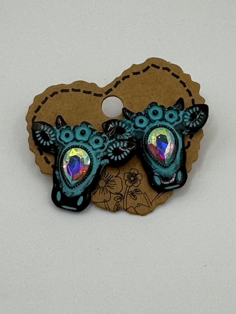 Turquoise Bull Earrings