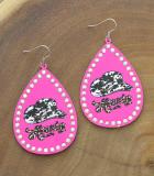 Pink Howdy Metal Earrings