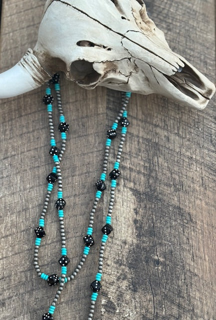 Double Strand Teal Dice Necklace