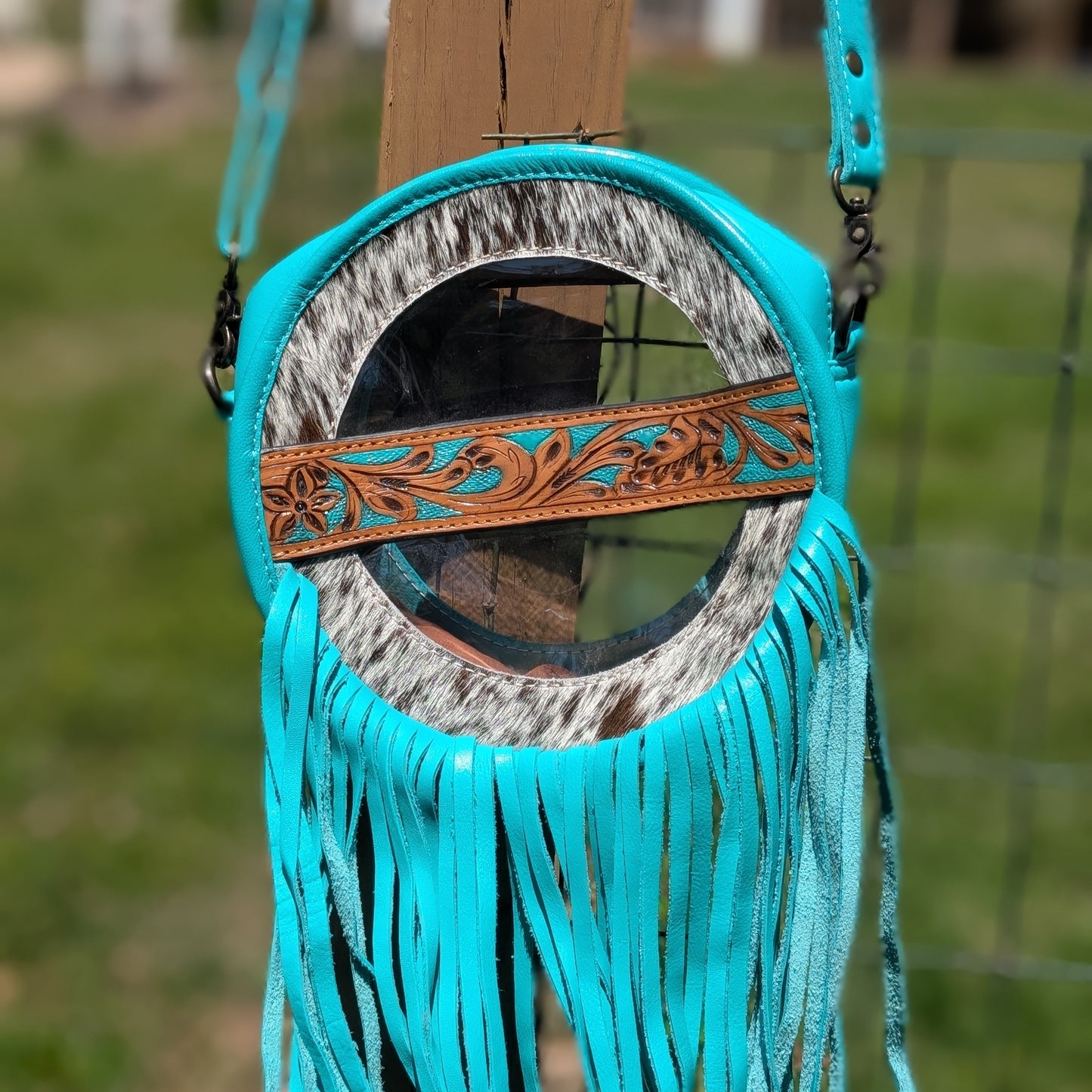 Teal Cowhide Canteen Purse