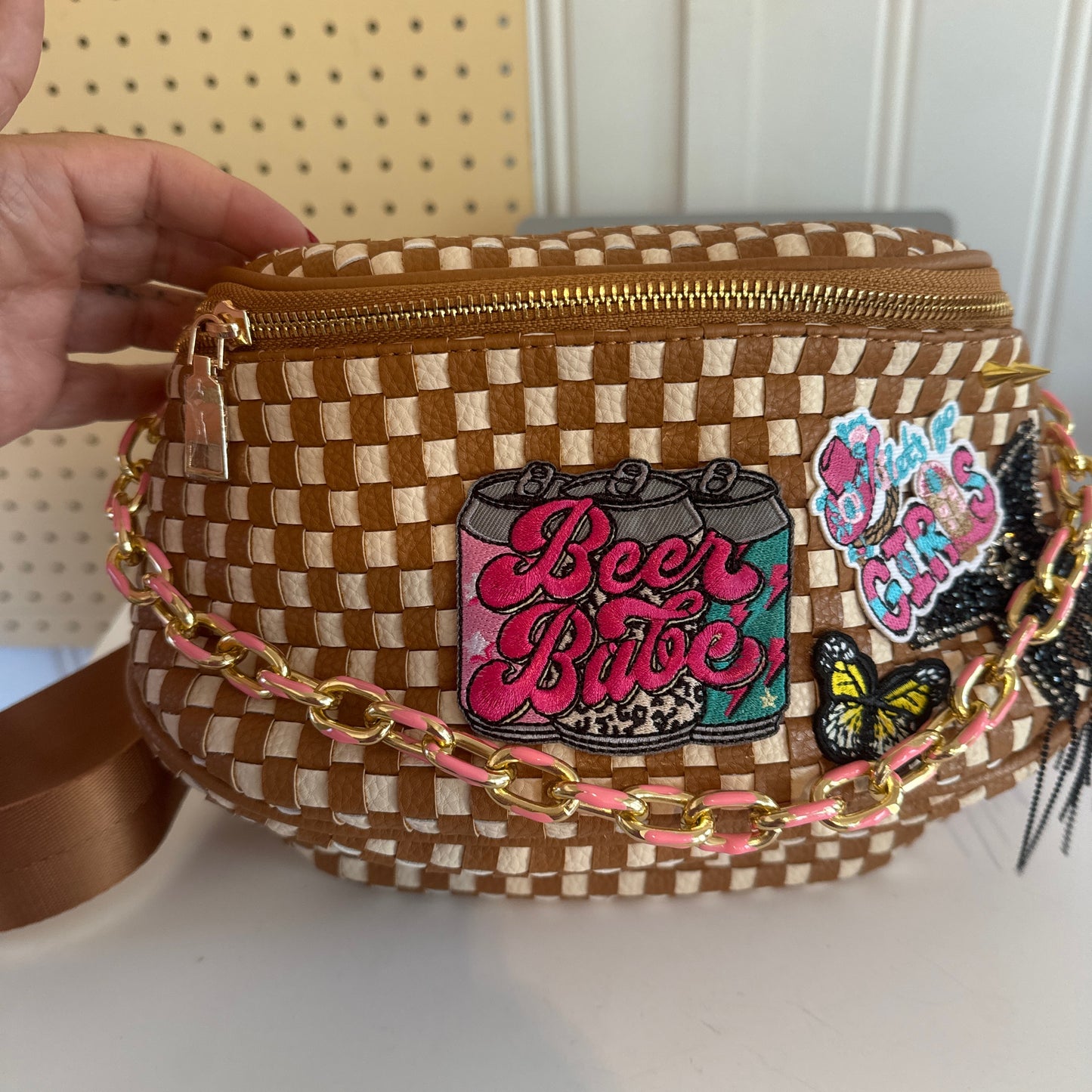 Beer Babe Leather Bum Bag