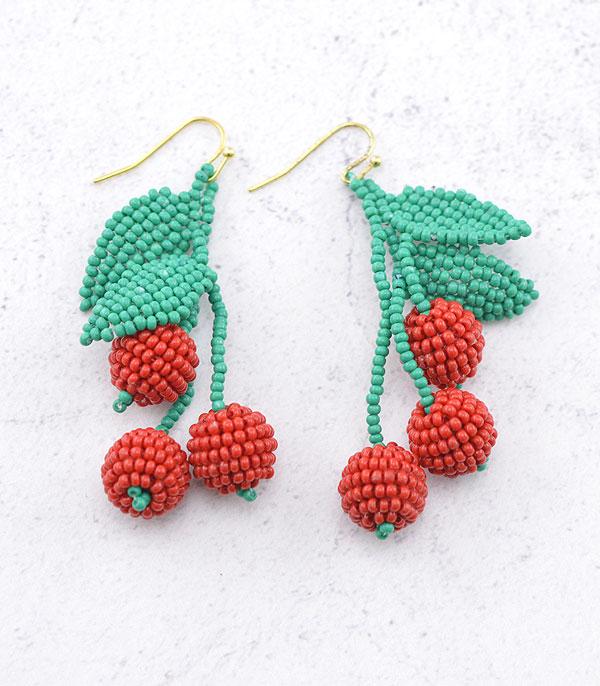 Cherry Dangle Seed Earrings