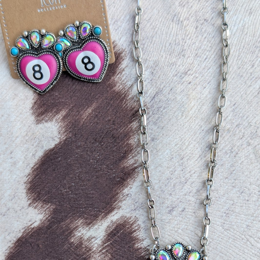 Pink Heart Eight Ball Earrings