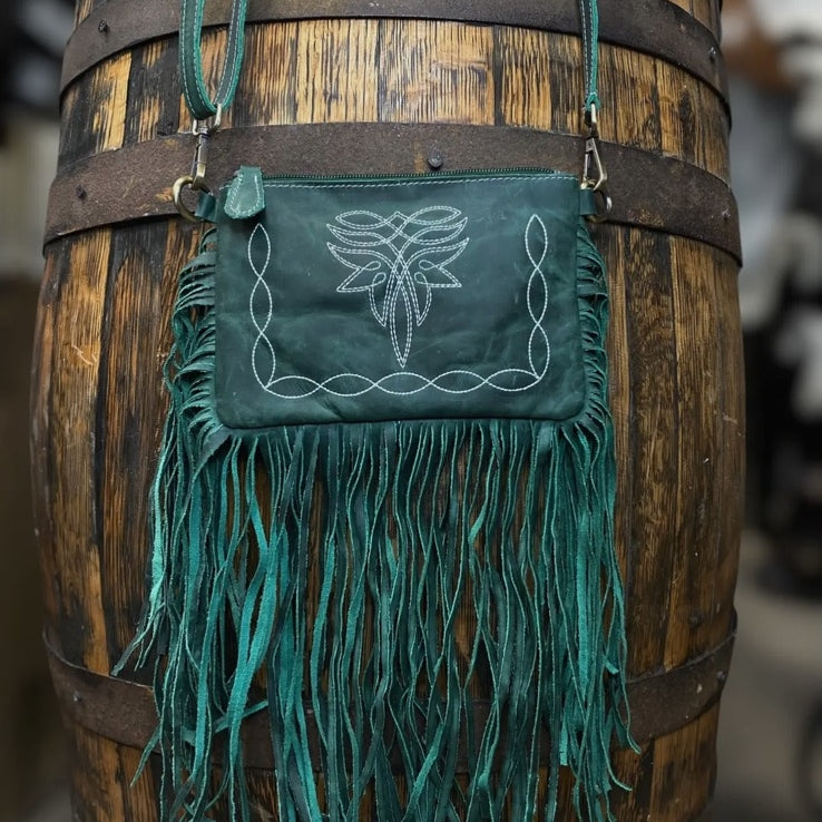 Bootstitch Teal Fringe Purse