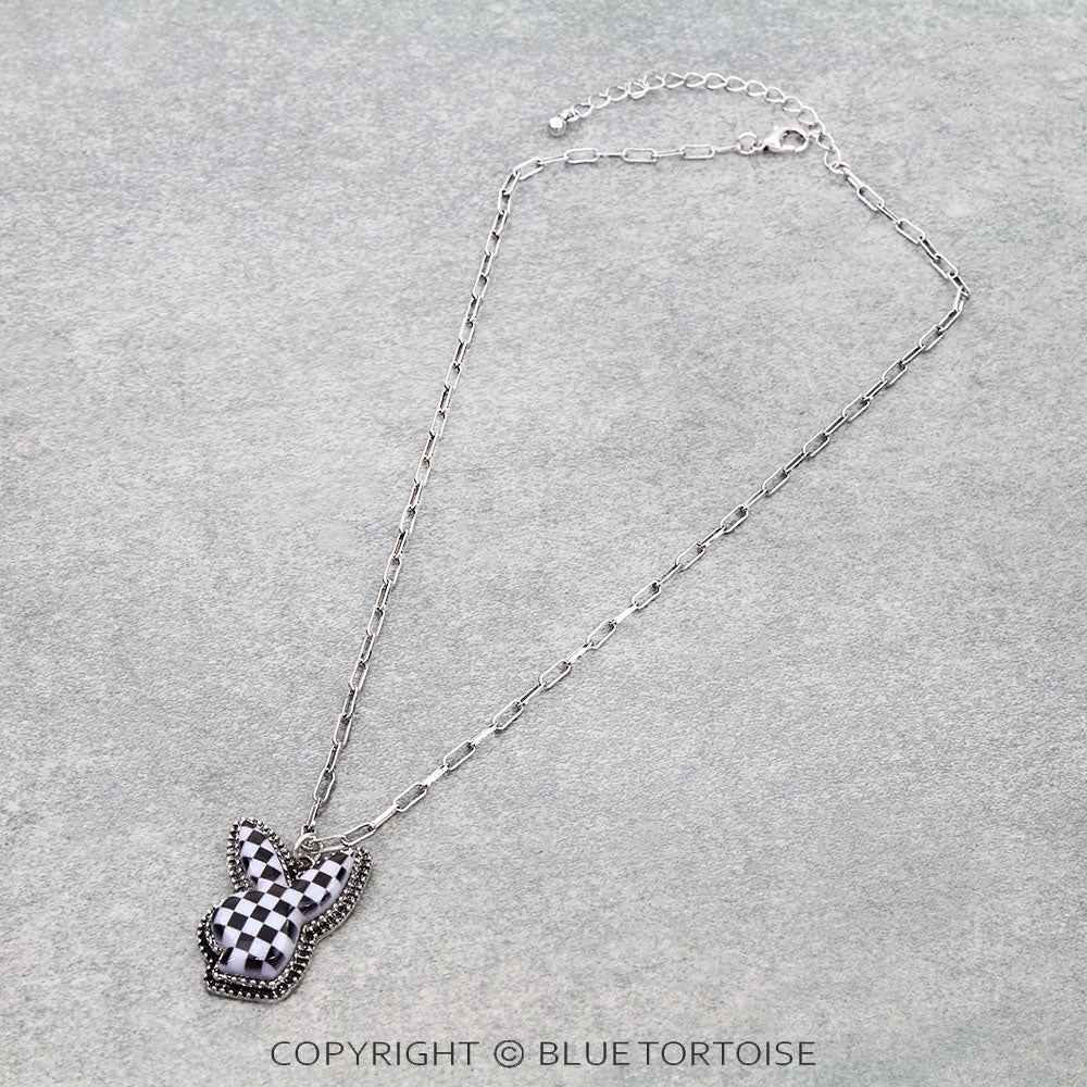 Bunny Checker Board Necklace