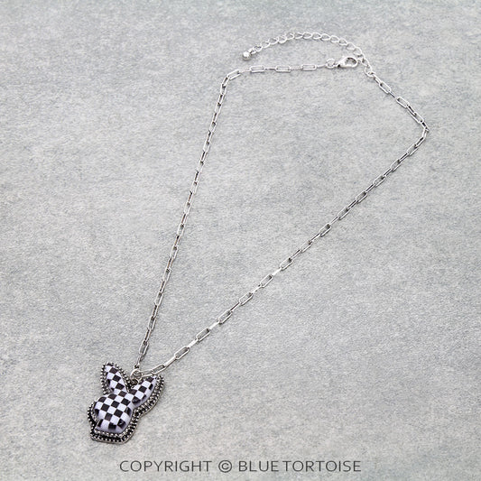 Bunny Checker Board Necklace