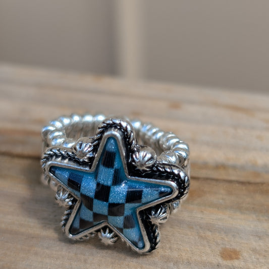 Checkerboard star Ring