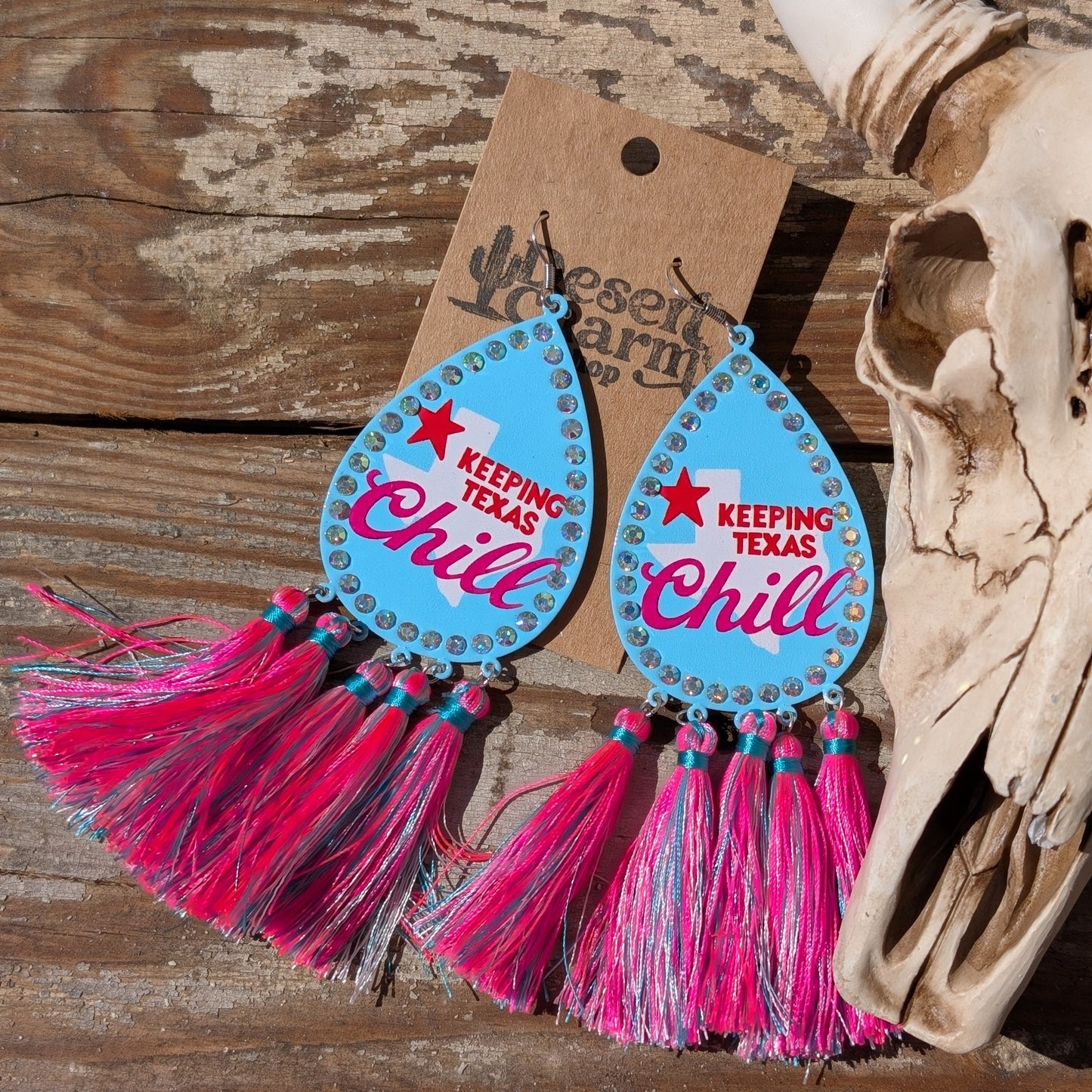 Keeping Texas Chill Pink Dangle Fringe Earrings
