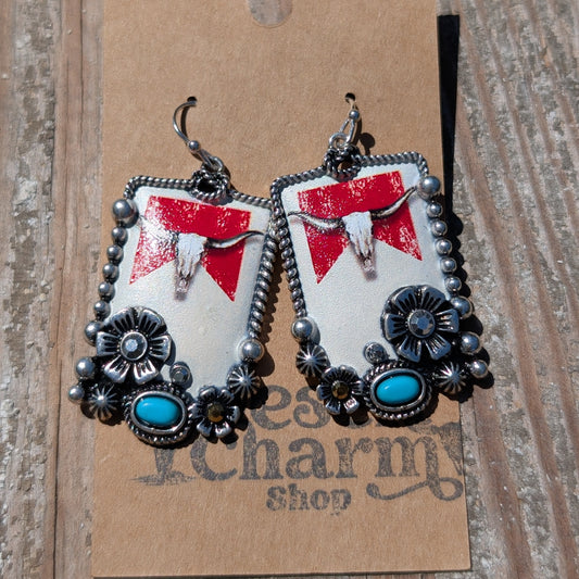 Steer Head Card Earrings