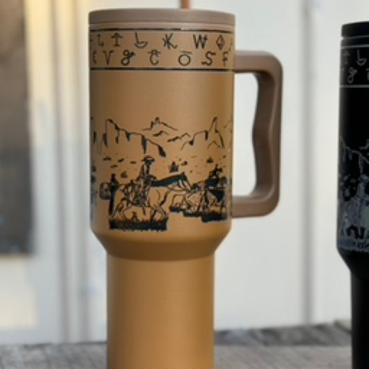 Brown Cattledrive Tumbler with Straw