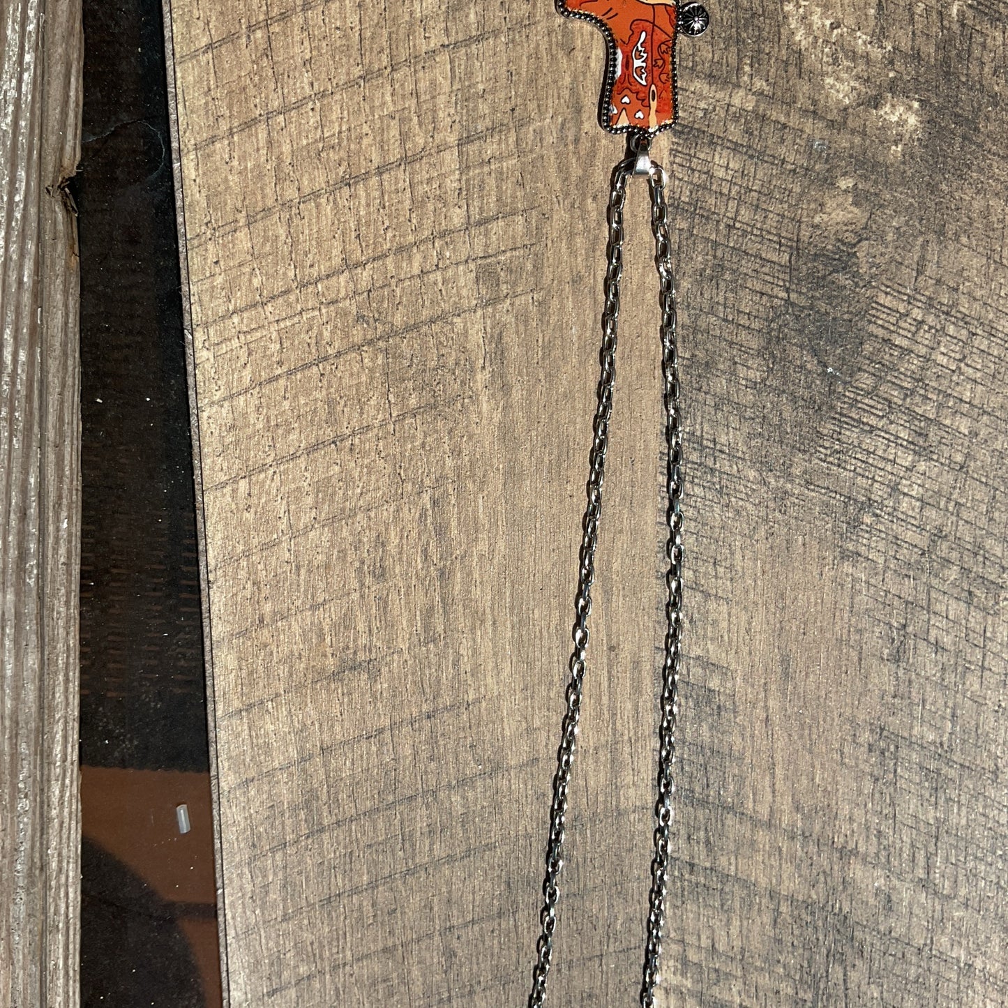 Brown boot necklace