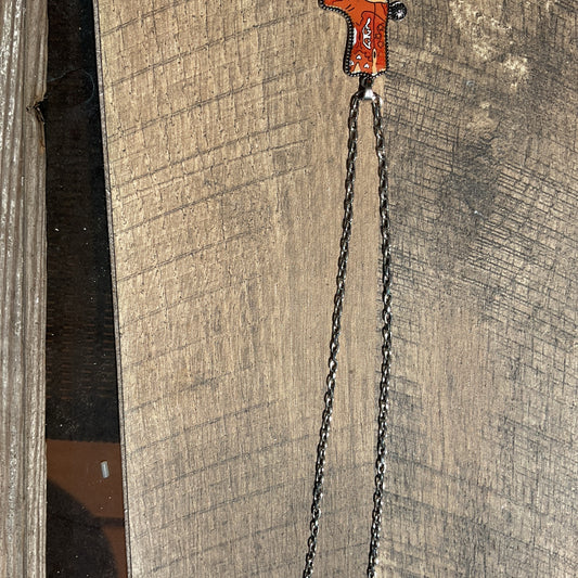 Brown boot necklace