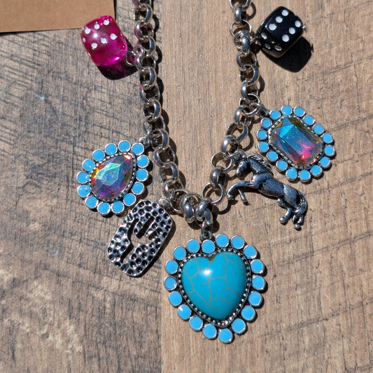 Turquoise Heart Charm Necklace