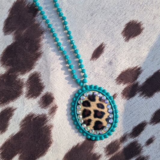 Turquoise Cheetah Pendant Necklace