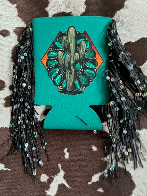 Turquoise Cluster & Cactus Koozie