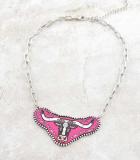 Pink Bullface Necklace