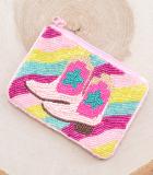 Pink Seeded Boots Coin Purse