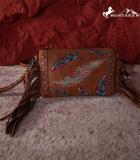 Brown Montana West Feathered Clutch