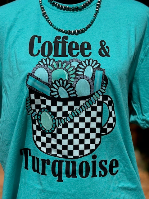 Coffee and Turquoise Graphic Tshirts