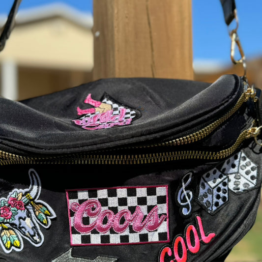 Black patch bum bag